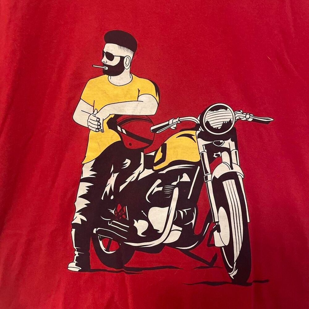 The "Biker Bro" Red Graphic Printed T-Shirt